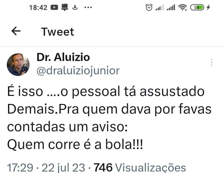 Dr. Aluízio Júnior ironiza: “quem corre é a bola! ”